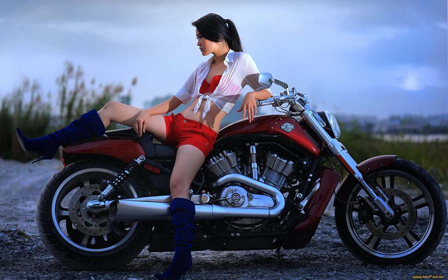 Beautiful girls and motorcycles in Malabo