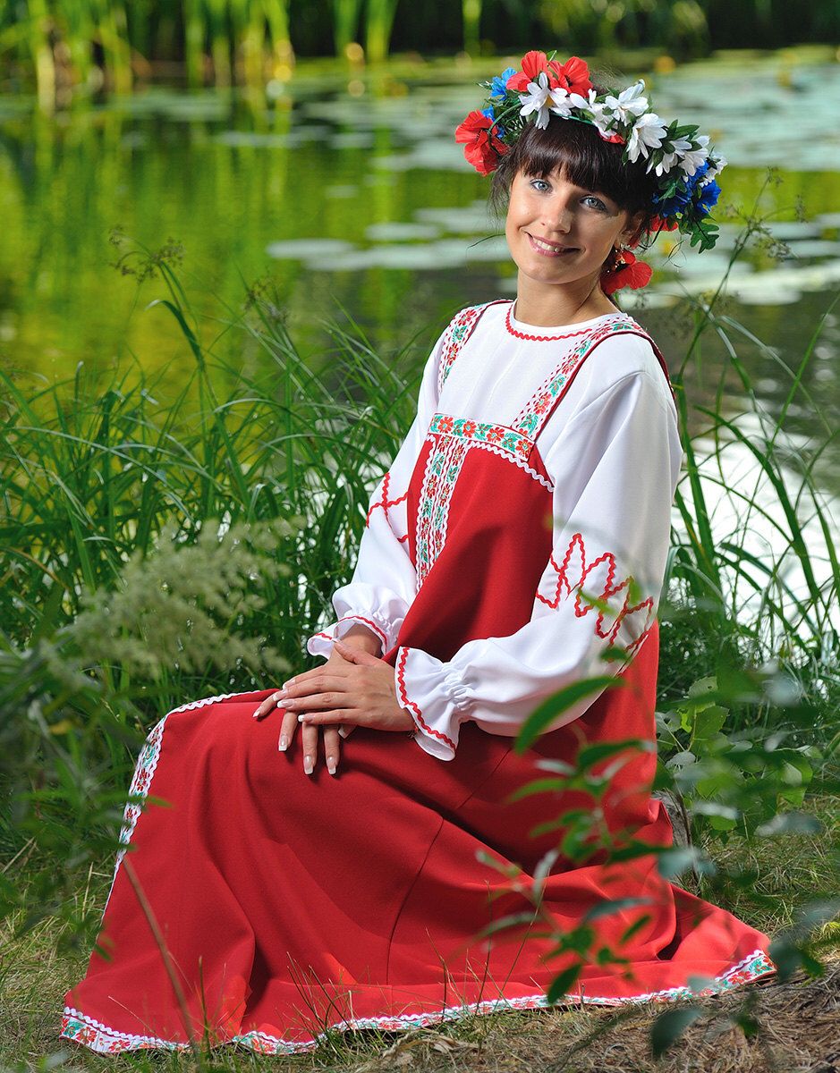 Beautiful girl Girls in Slavic costumes in Malabo